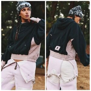 FP Movement Free People Snow Day Hoodie Fleece Black Mauve Size Sm